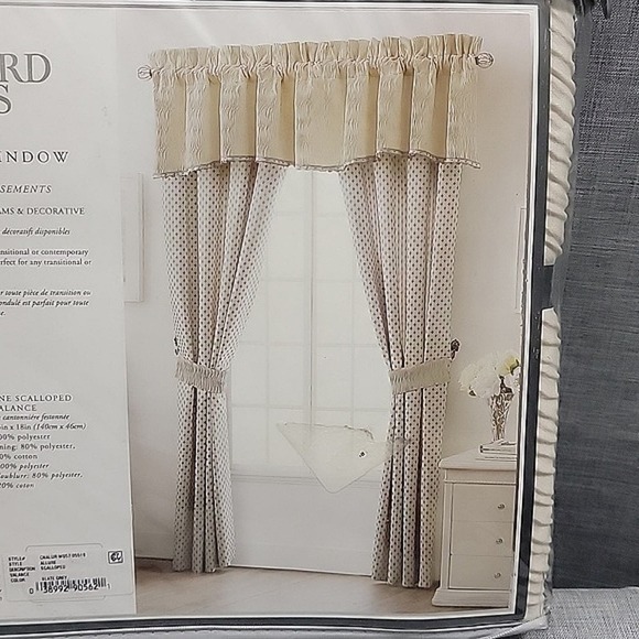 Waterford Linens NEW Allure Scalloped Valance 55×18 Slate Gray - Picture 3 of 6